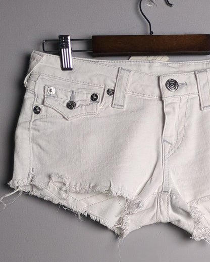 True Religion White Denim Shorts