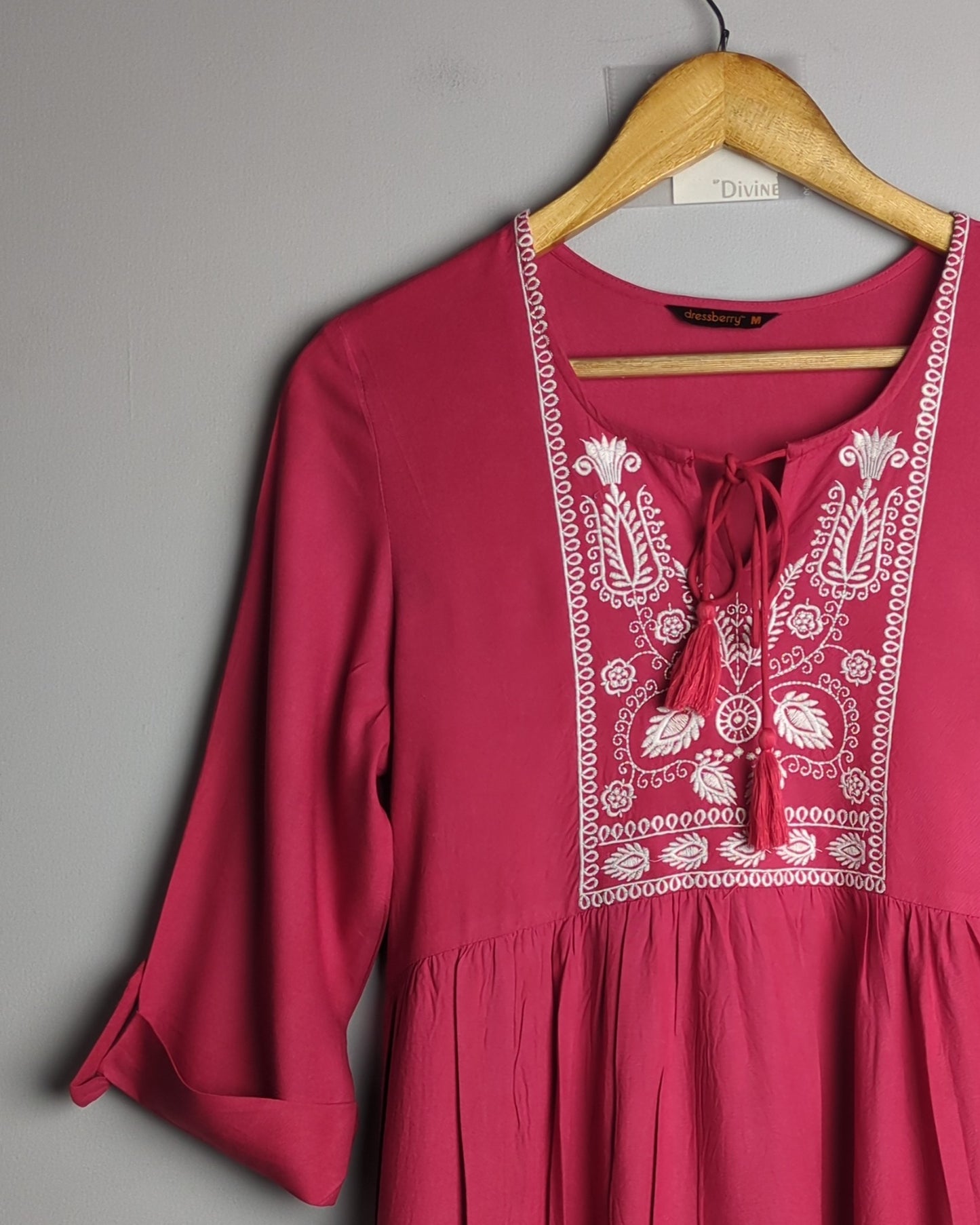 Dressberry Wine Embroidered Dress