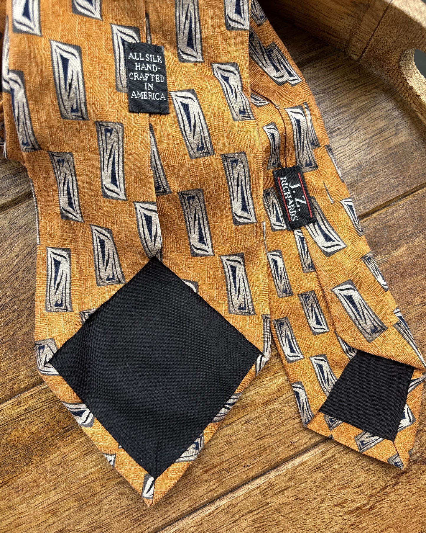 Jz Richards Orange Graphic Silk Necktie