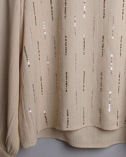 Camla Beige Sequin Blouse