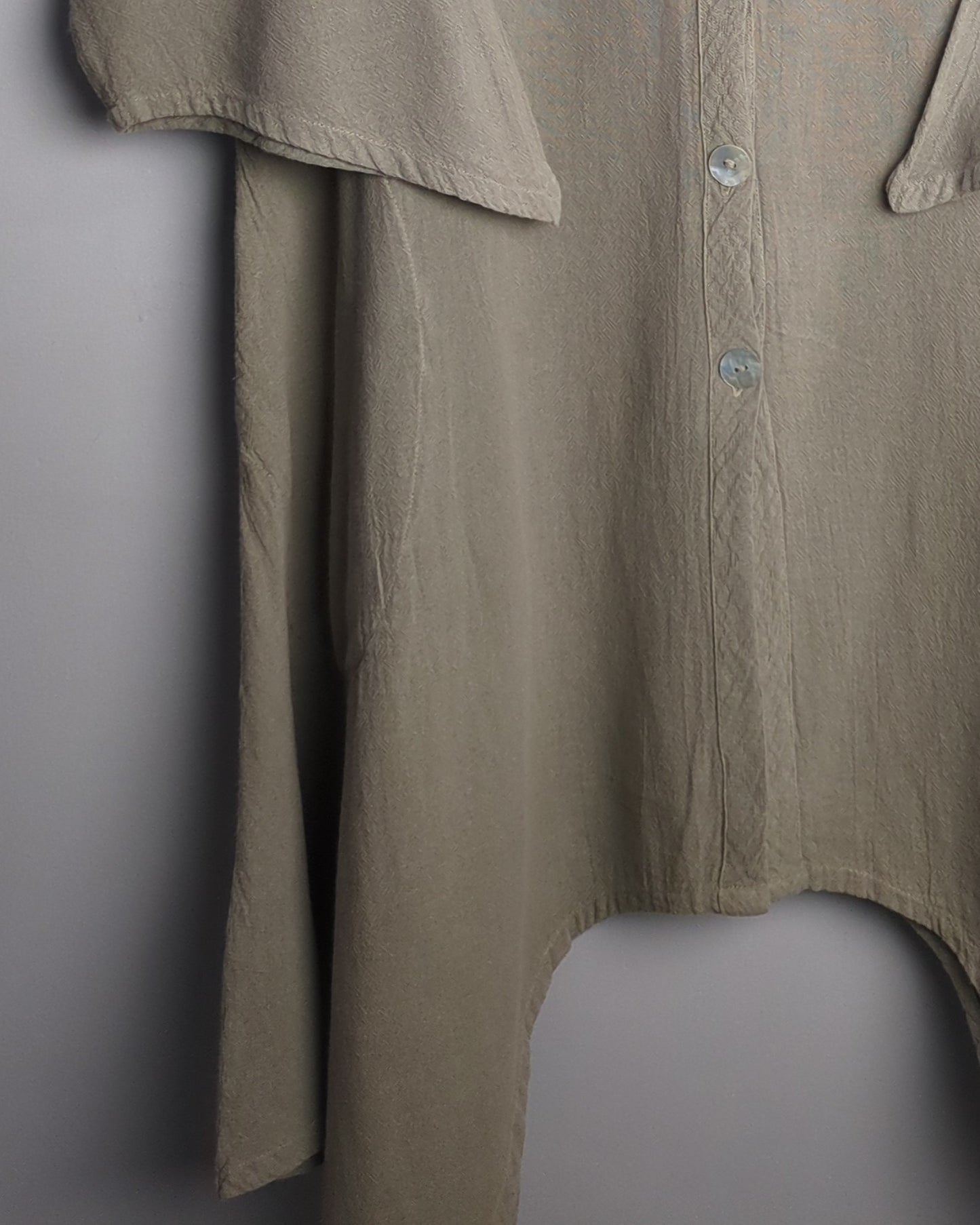 Oho My Gauze Beige Buttoned Dress