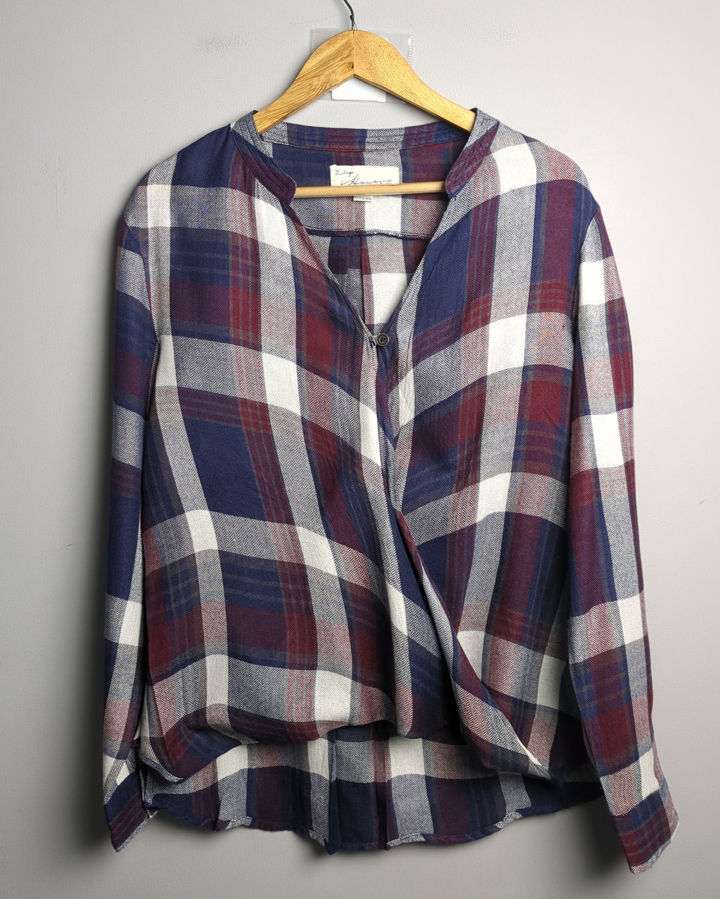 Vintage Havana Wine Plaid Blouse