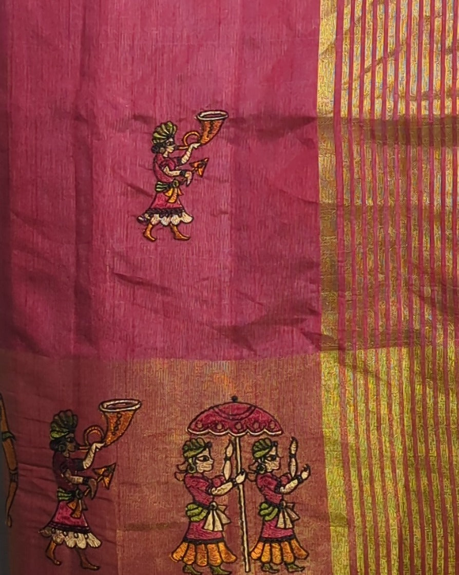 Pink Embroidered Saaree