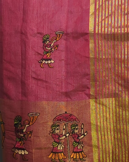 Pink Embroidered Saaree