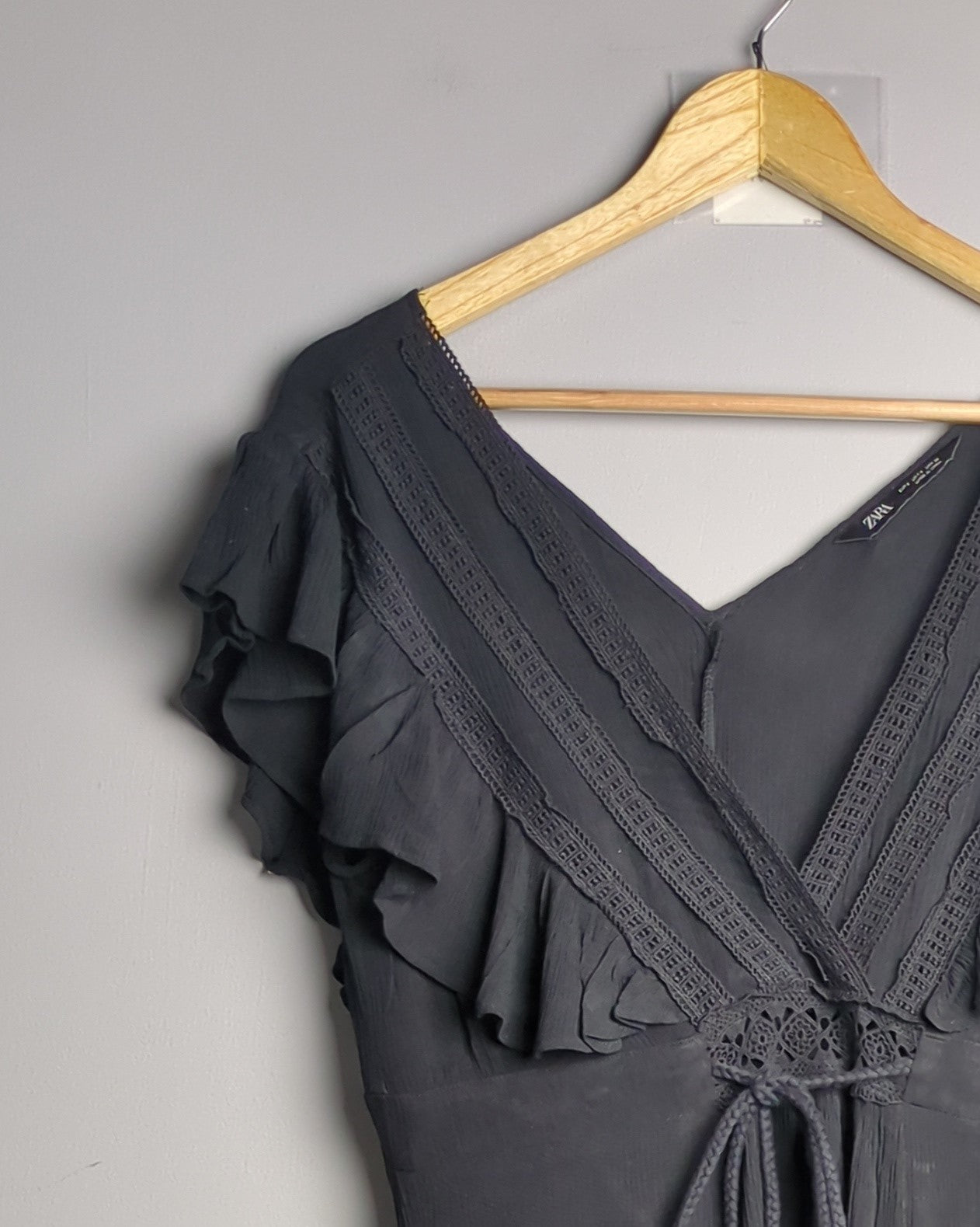 Zara Black Ruffle Blouse