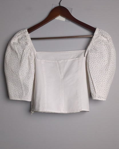 H&M White Eyelet Blouse
