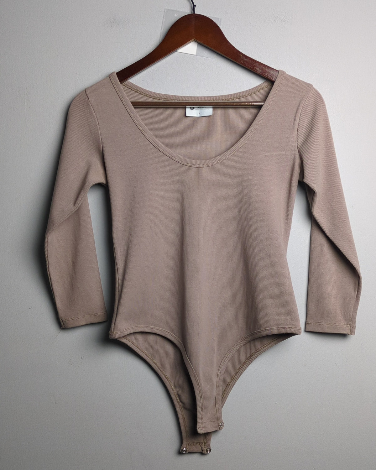 Beige Ribbed Bodysuit