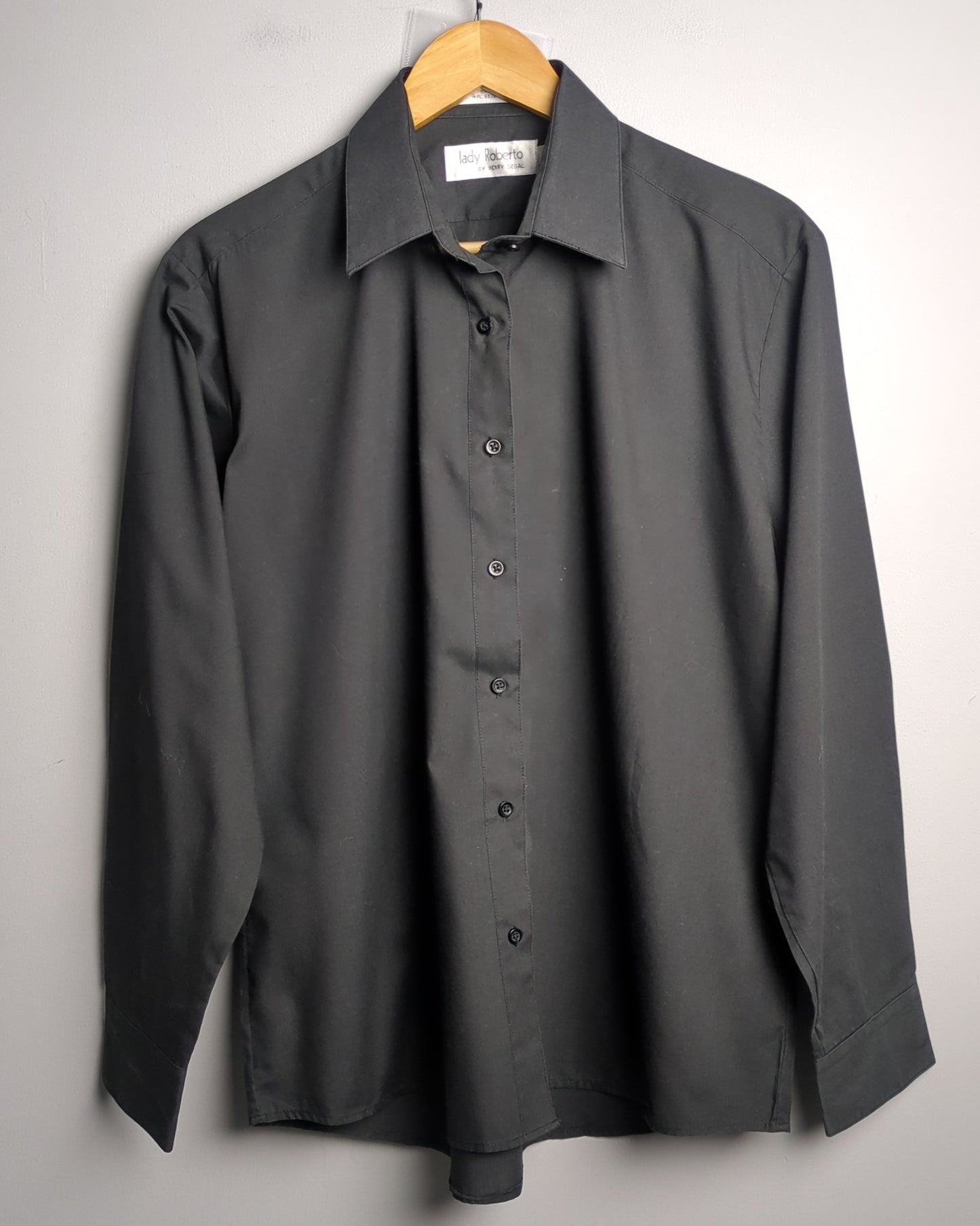 Lady Roberto By Henry Segal Black Button Shirt