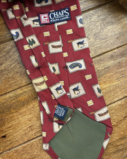 Chaps Ralph Lauren Red Graphic Silk Necktie