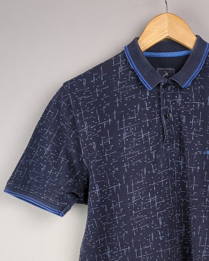 John Muller Blue Patterned Polo