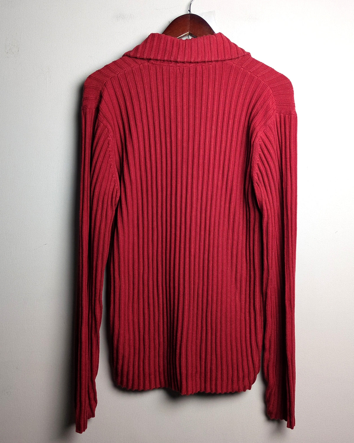 Spring Field Red Ribbed Sweater