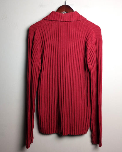 Spring Field Red Ribbed Sweater
