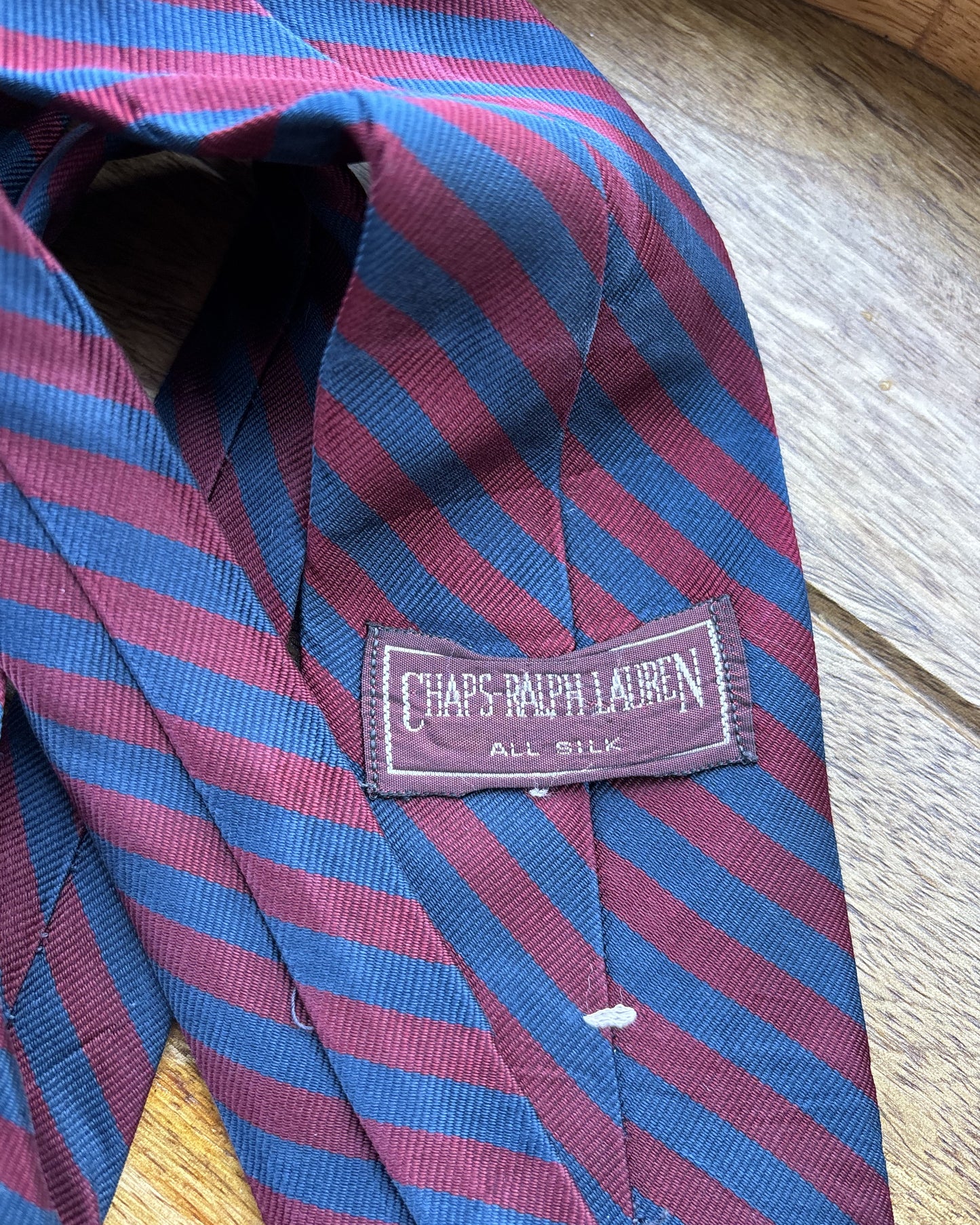 Chaps Ralph Lauren Wine Striped Silk Necktie