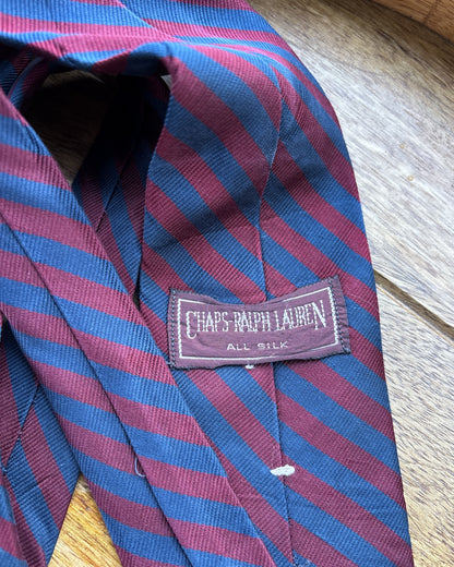 Chaps Ralph Lauren Wine Striped Silk Necktie