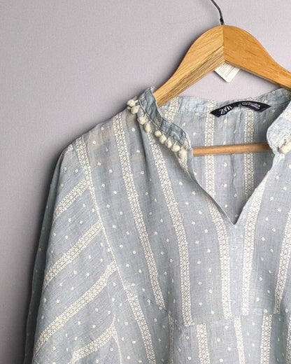 Zara Blue Tunic Blouse