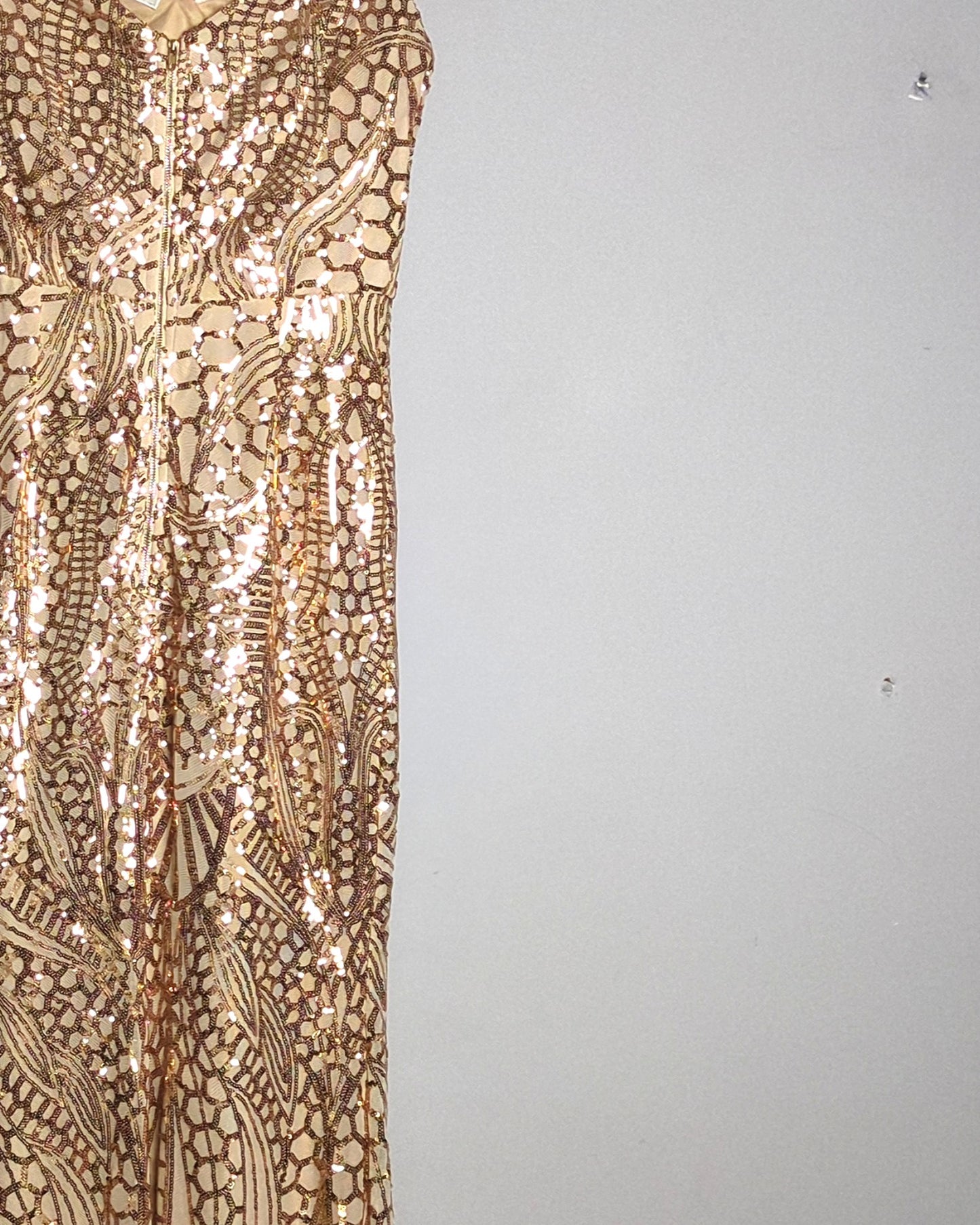 Miss Ord Beige Sequin Gown