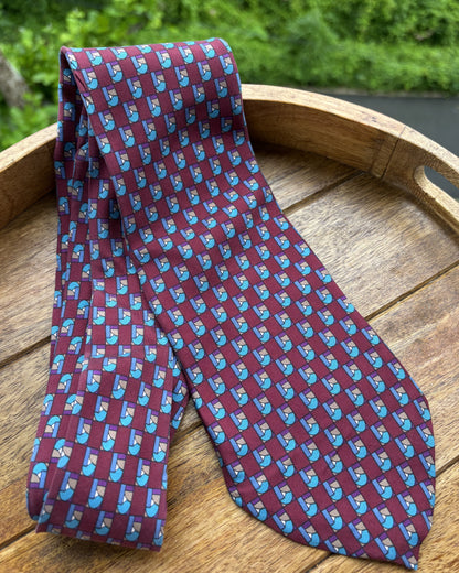 Ruffini Wine Graphic Silk Necktie
