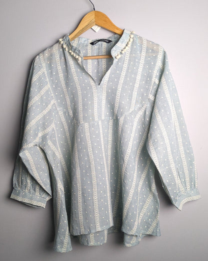 Zara Blue Tunic Blouse
