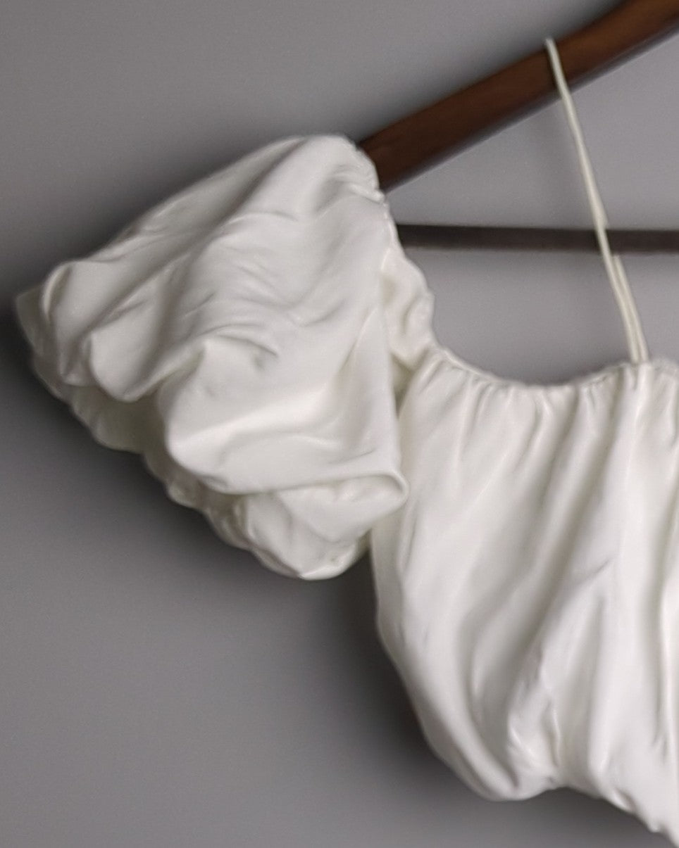 Shein White Puff Crop