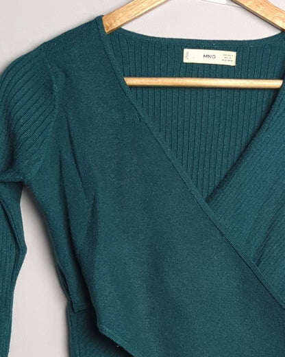 Mango Green Wrap Sweater