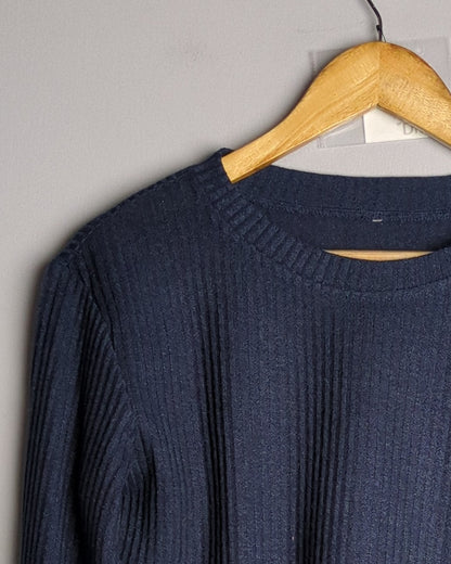 M&S Blue Ribbed Sweater
