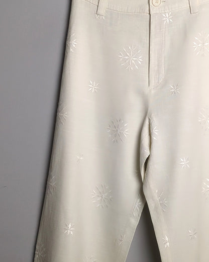 Zara Beige Embroidered Trousers