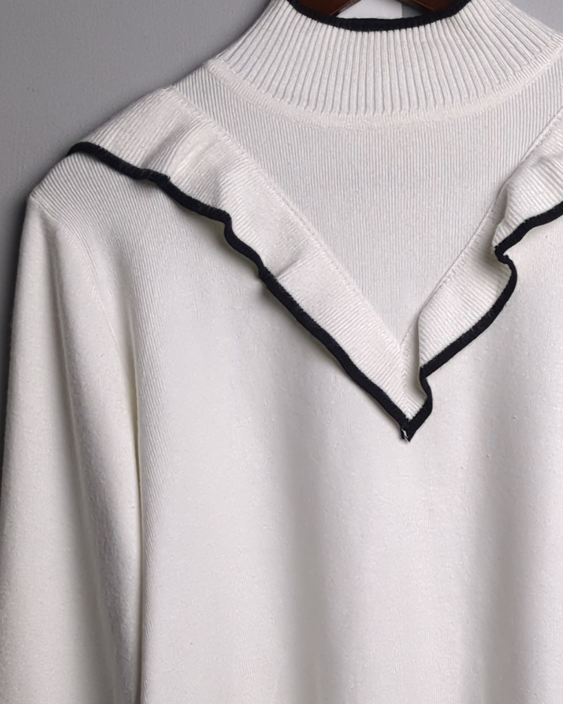 White Ruffle Sweater