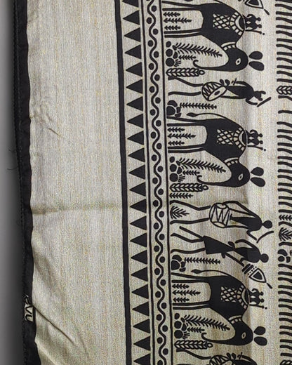 Beige Printed Saaree