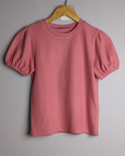 Zara Pink Puff-Sleeve Top
