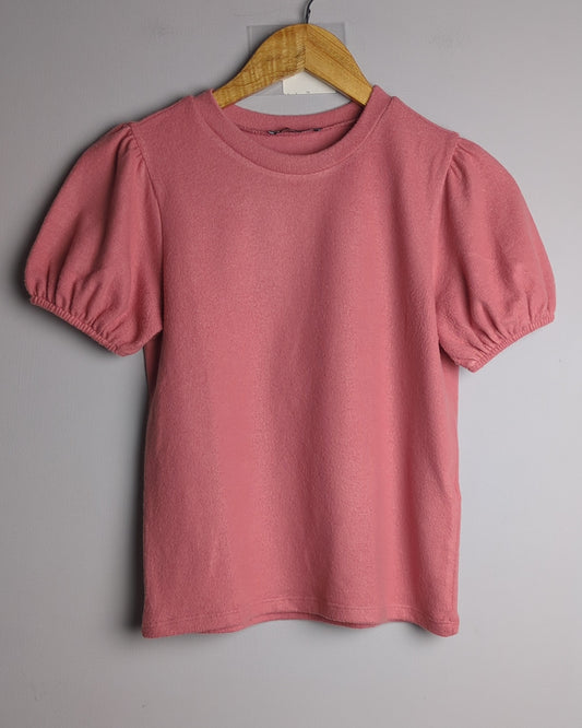 Zara Pink Puff-Sleeve Top