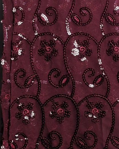 Wine Embroidered Saree