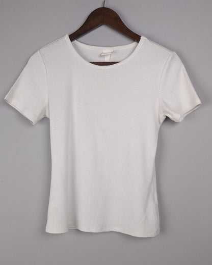 H&M White Ribbed T-shirt