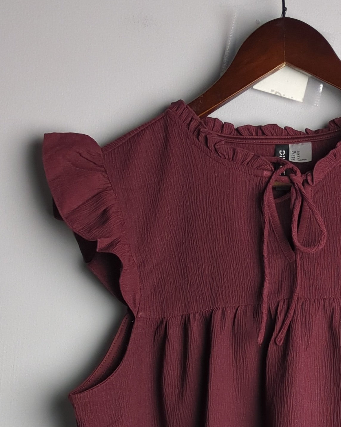 H&M Wine Ruffle Blouse