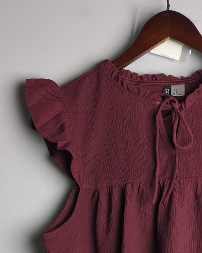 H&M Wine Ruffle Blouse