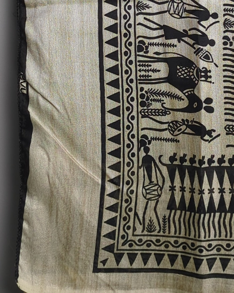 Beige Printed Saaree