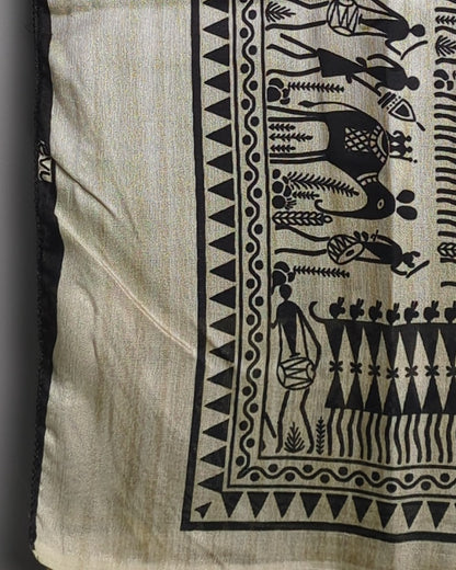 Beige Printed Saaree