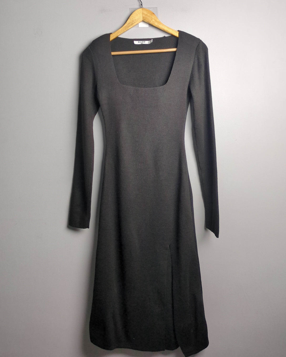 Na-Kd Black Ribbed Dress
