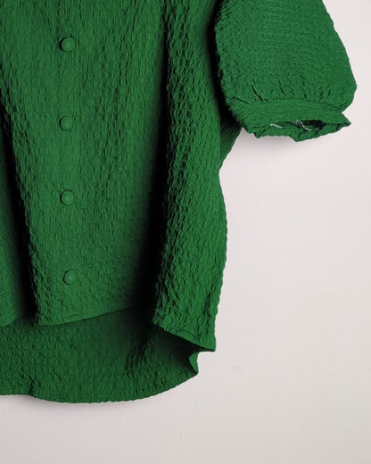 Green Smocked Blouse