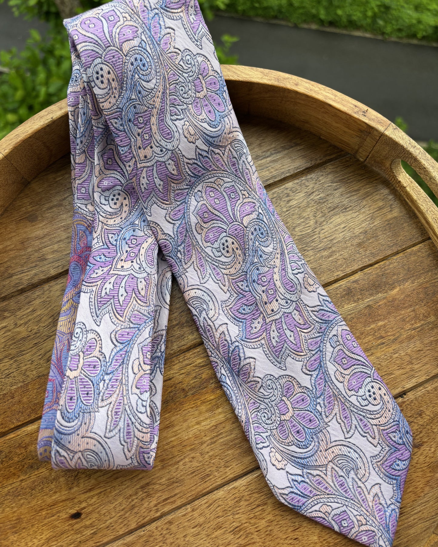 Steven Land Purple Floral Silk Necktie