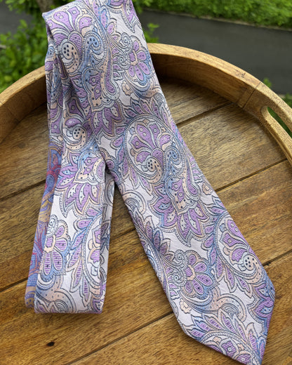 Steven Land Purple Floral Silk Necktie