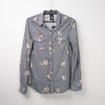 Floral Embroidered Gingham Shirt