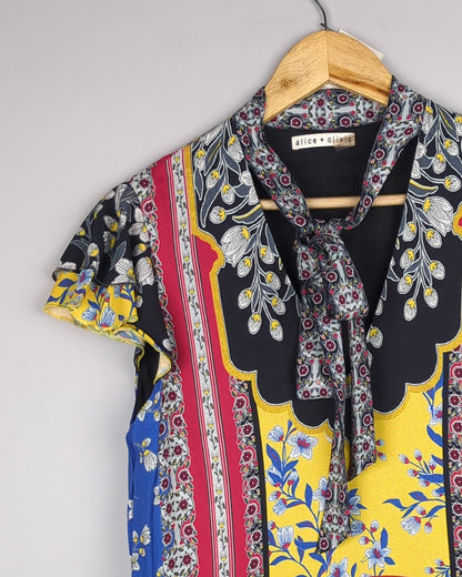 Alice + Olivia Blue Patterned Dress