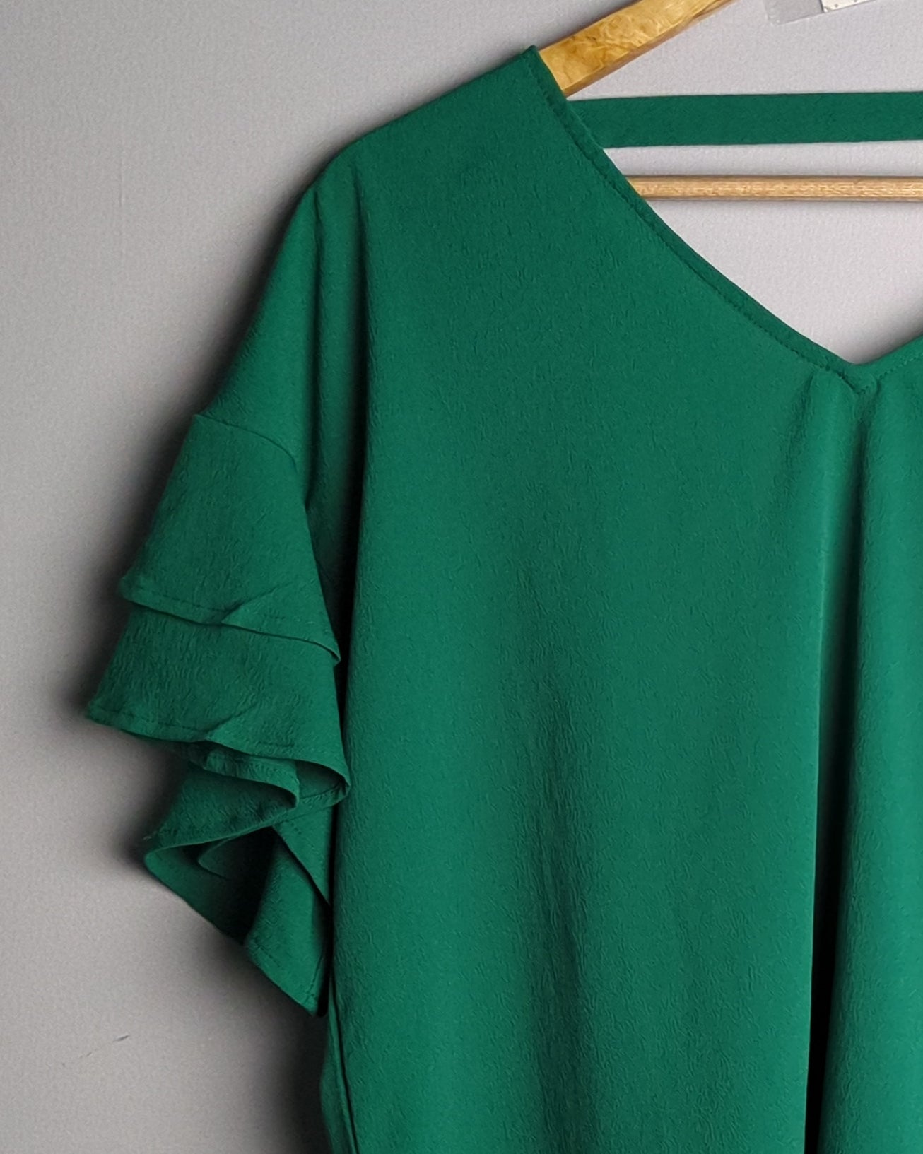 Harpa Green Ruffle Blouse