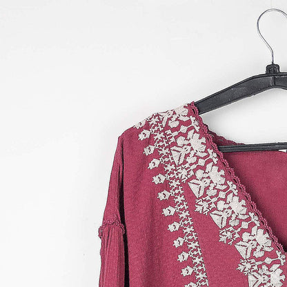 Embroidered Long Sleeve Blouse