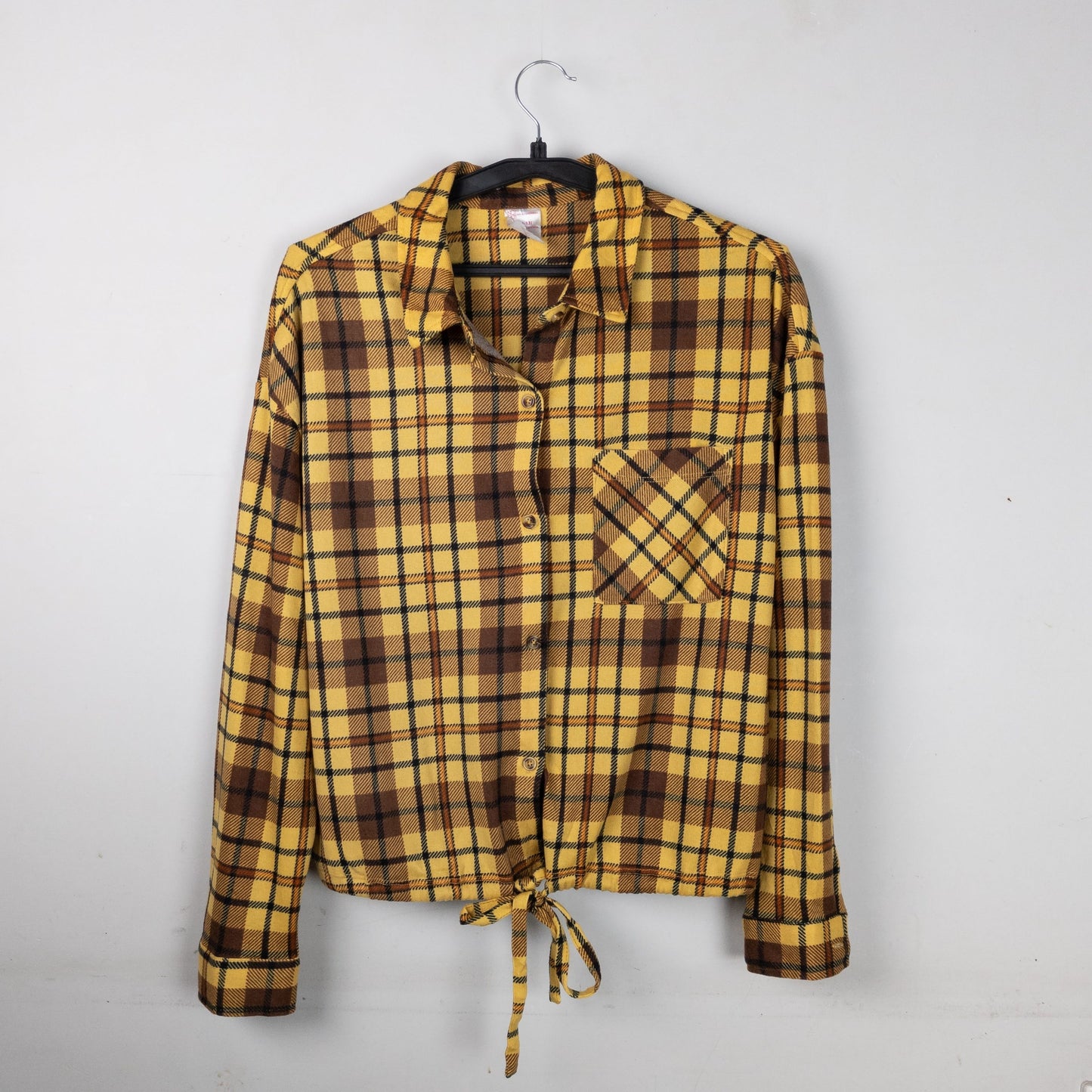 Plaid Tie-Front Shirt