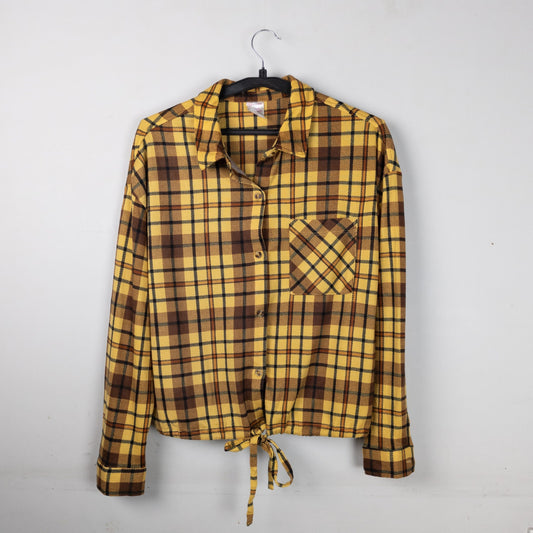Plaid Tie-Front Shirt