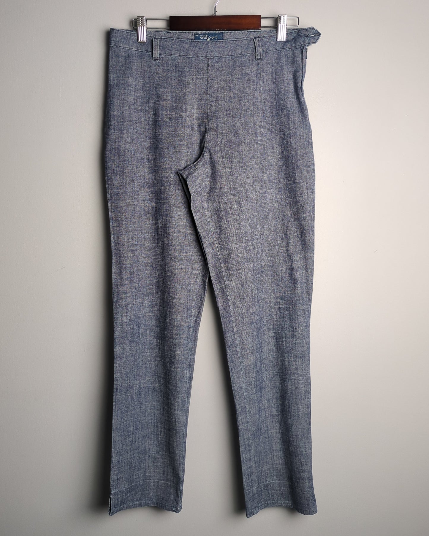 Cotton World Blue Casual Trousers