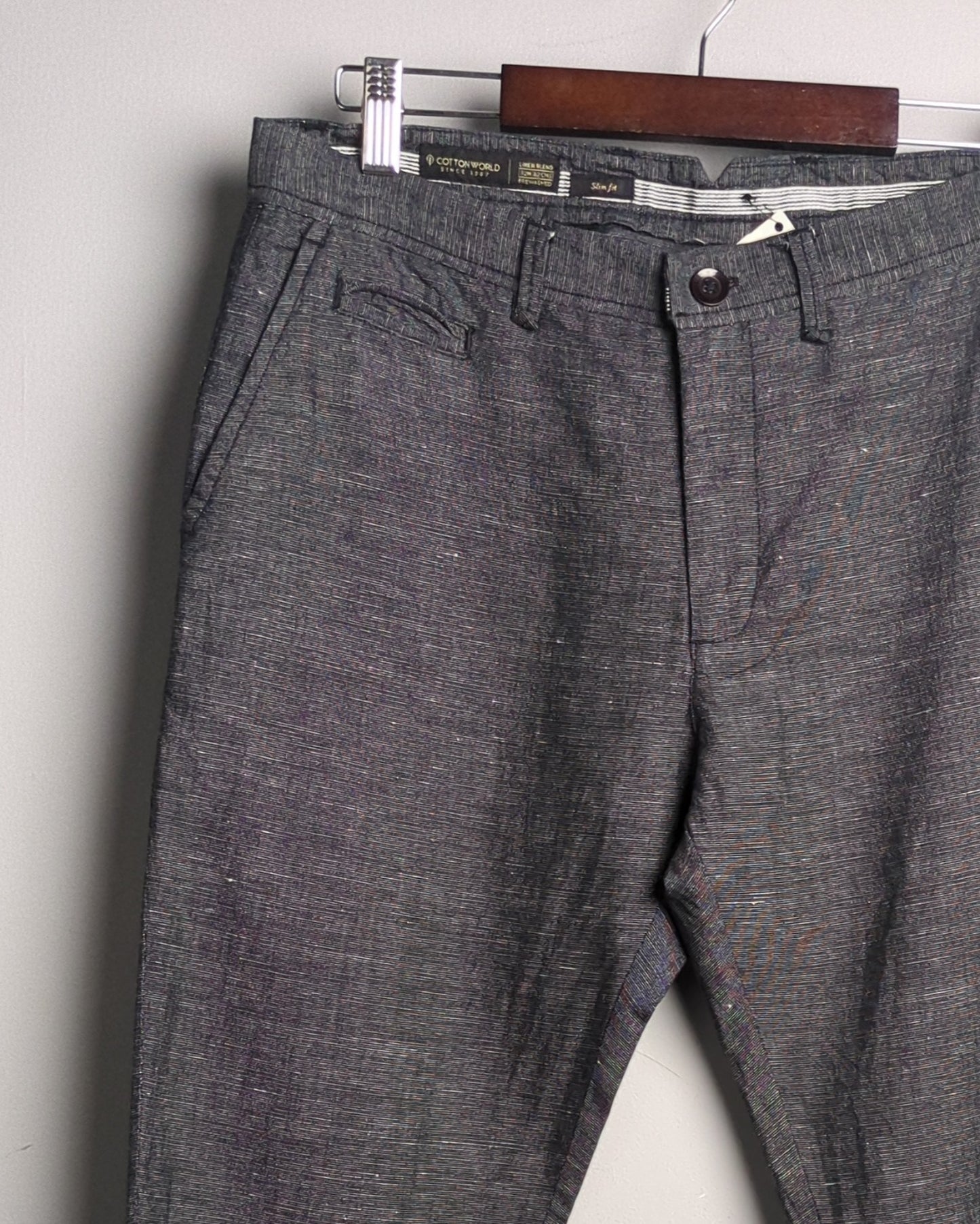 Cottonworld Slim Fit Charcoal Pants