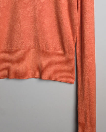 Persaman Petite Orange V-Neck Sweater