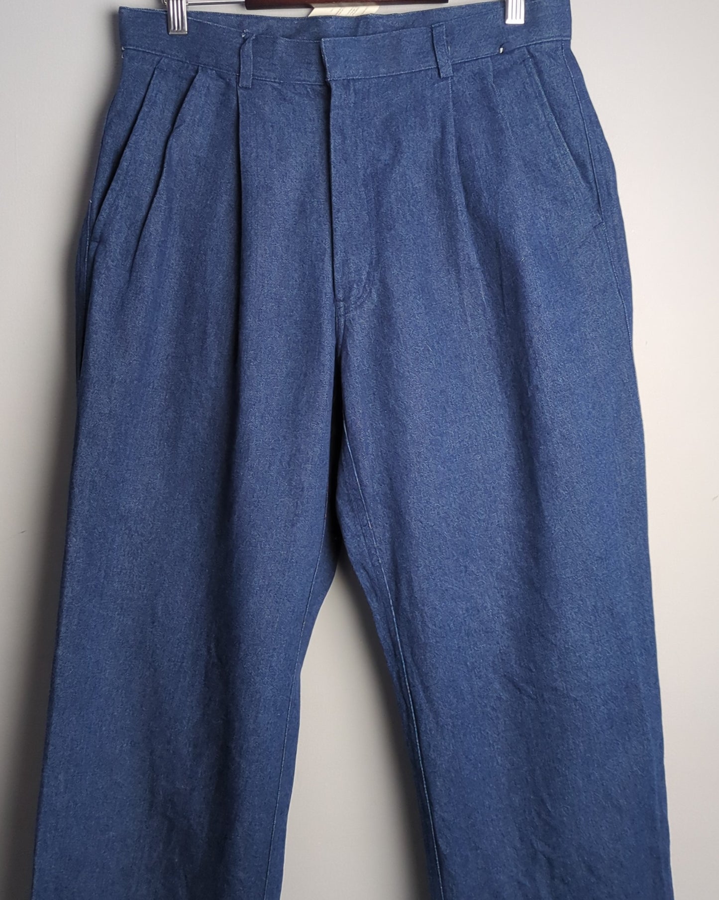 Ziben Blue Pleated Denim Trousers